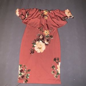 Off the shoulder mini floral dress